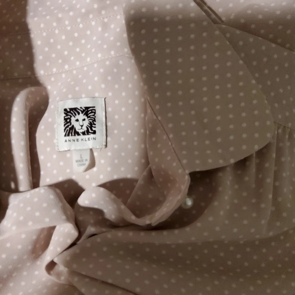 Anne Klein Beige Polka Dot Blouse